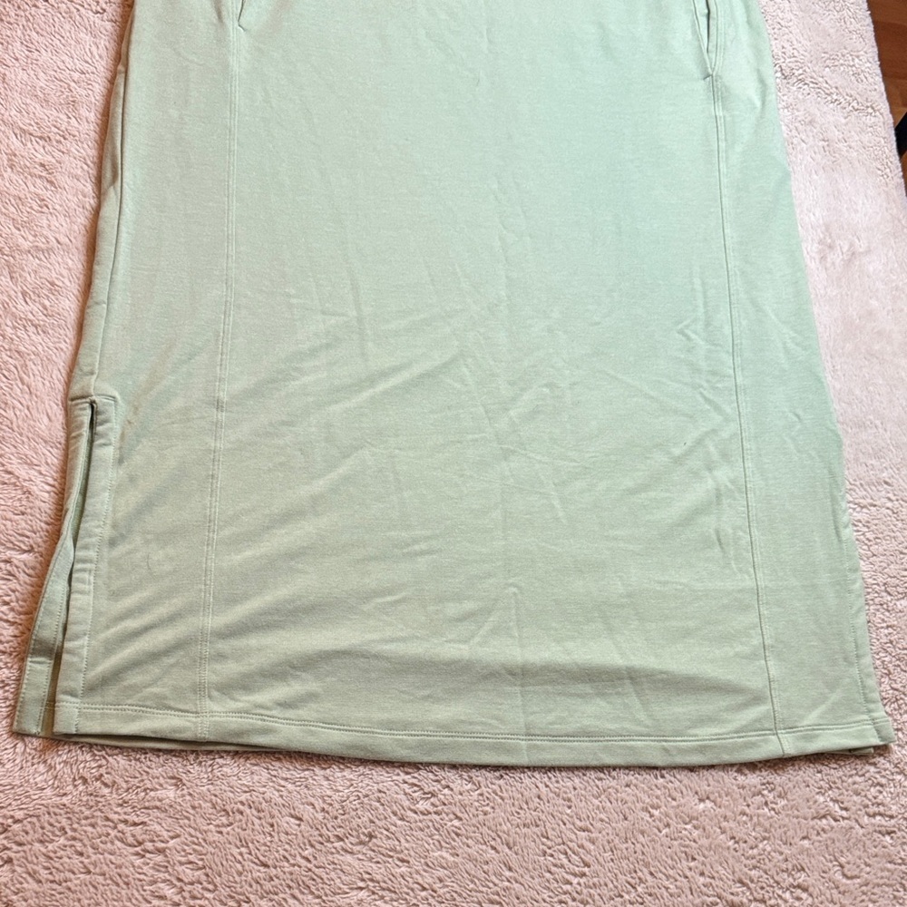 Sleeveless Green Maxi Dress Stretch Pockets Athleisure sz L - Picture 4 of 10